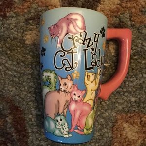 Cat Lady Ceramic Tall Coffee Tea Cup Mint